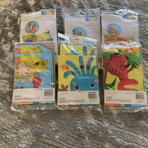 Intex Swim Arm Bands 3-6 Years Lot of 6 Pairs. Dinosaurs, Mermaid, Fish/Octopus - Picture 2 of 2